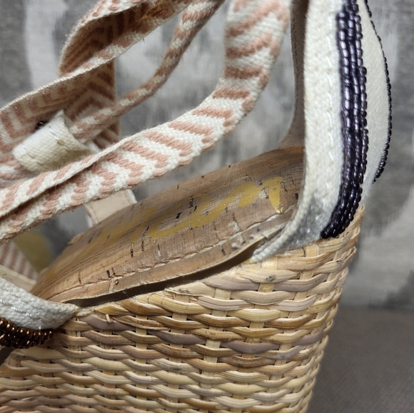 Sam Edelman Trey Beaded Wedge Sandal Espadrille  Size 7.5 - Picture 10 of 13